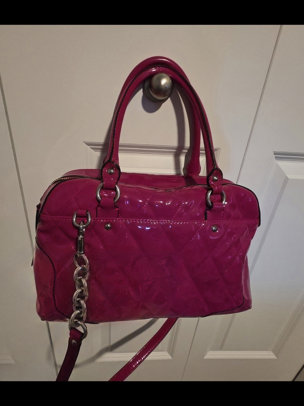 COACH Fuchsia Quilted Patent Satchel Handbag - Picture 2 of 12